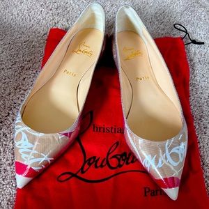 Christian Louboutin Ballalla Flat PVC/LOUBI Kraft 38.5